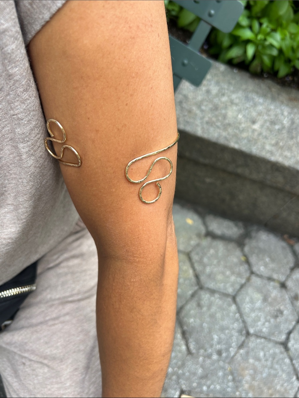 Gold Open Swirl Arm Cuff Bracelet - Adjustable Women’s Arm Jewelry
